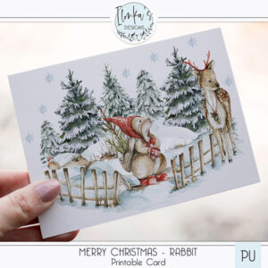 Merry Christmas Rabbit Printable Card